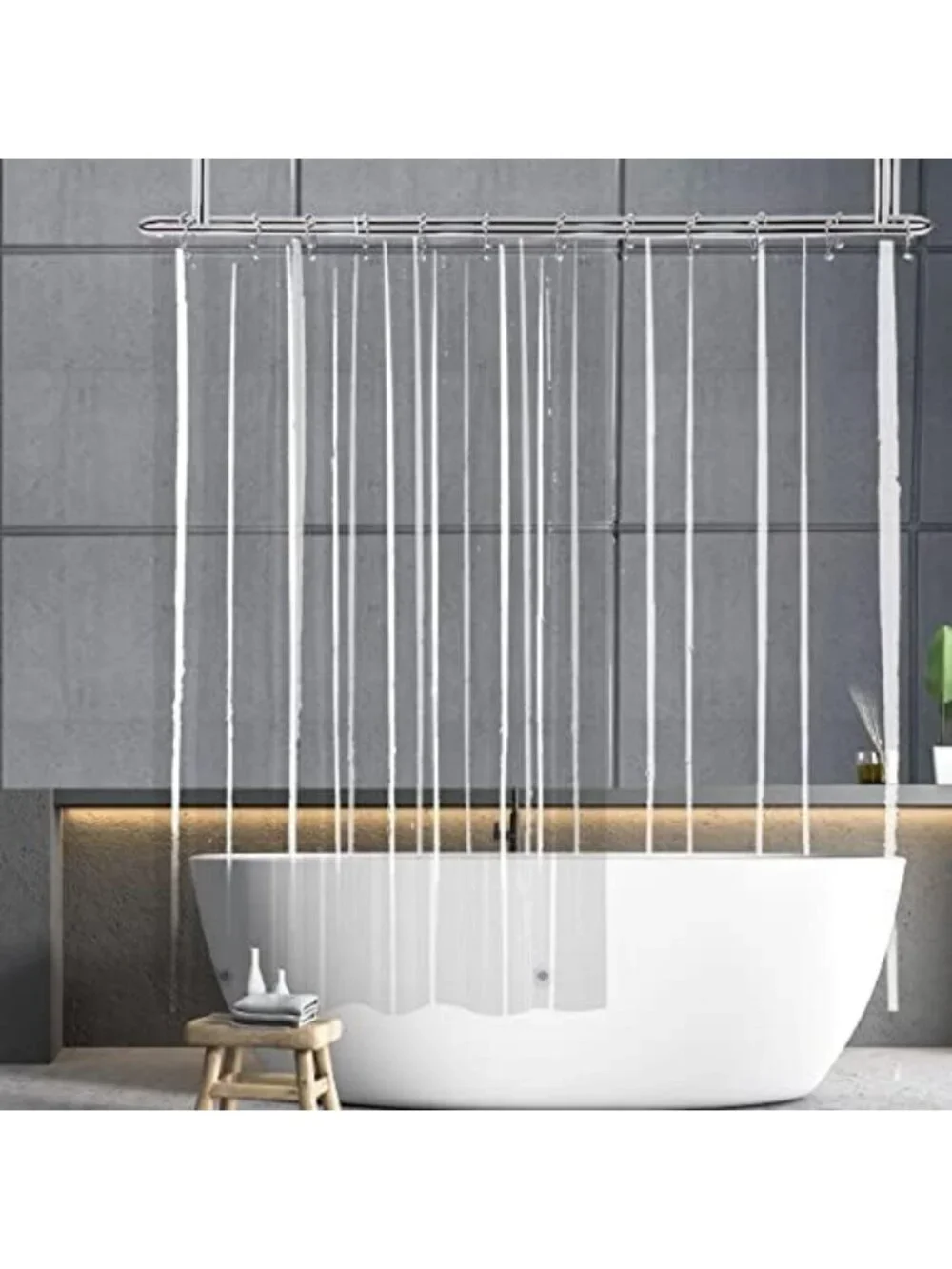 Extra Large Clear Bathroom Curtain Liner 108x78 for Clawfoot Tub & Showers